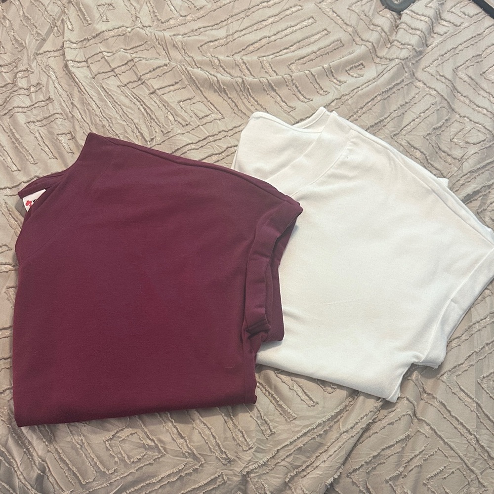 2-Pack V-neck Tops in Plum & White